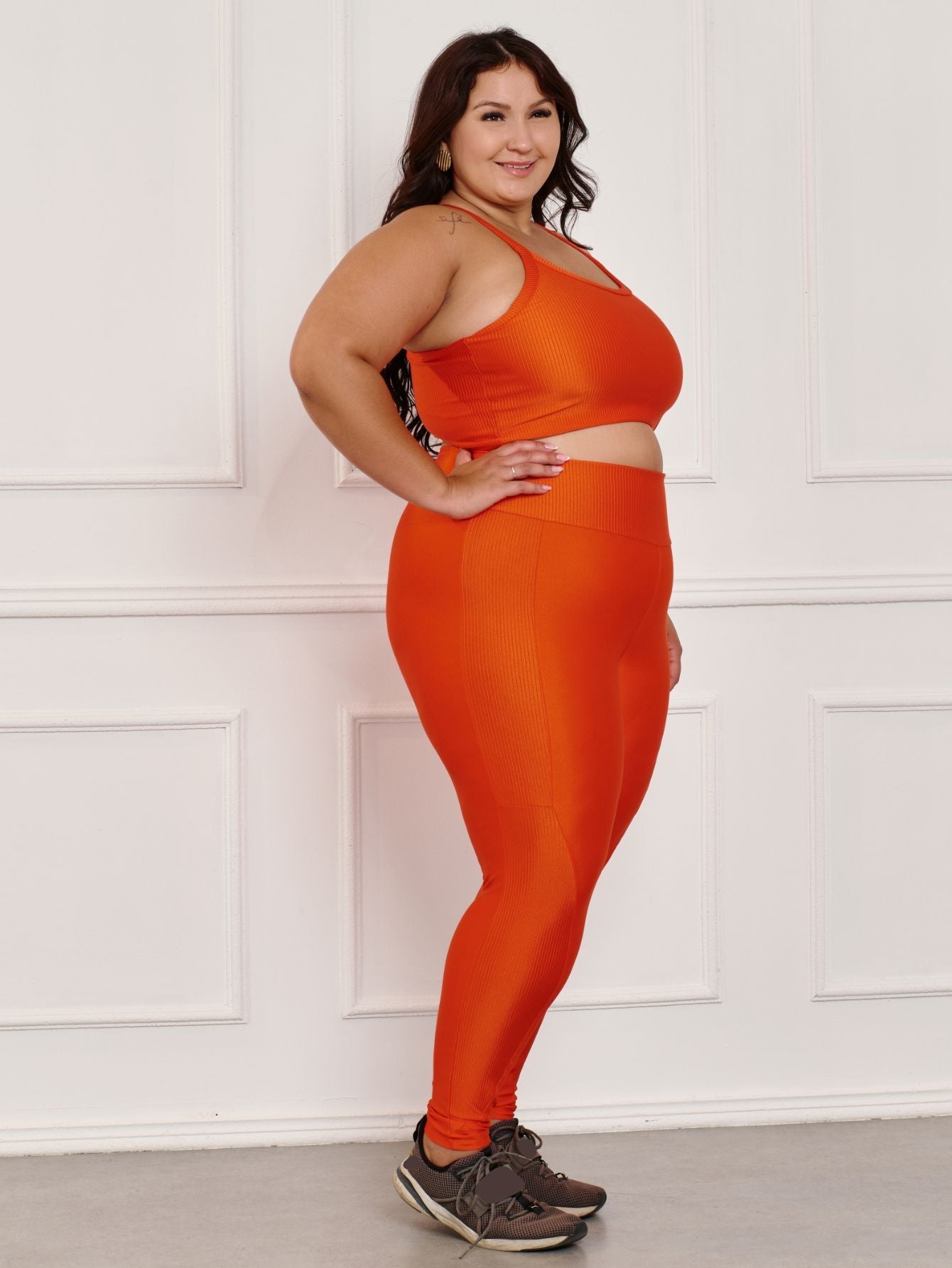 Conjunto Fitness Canelado C/Liso Plus Size