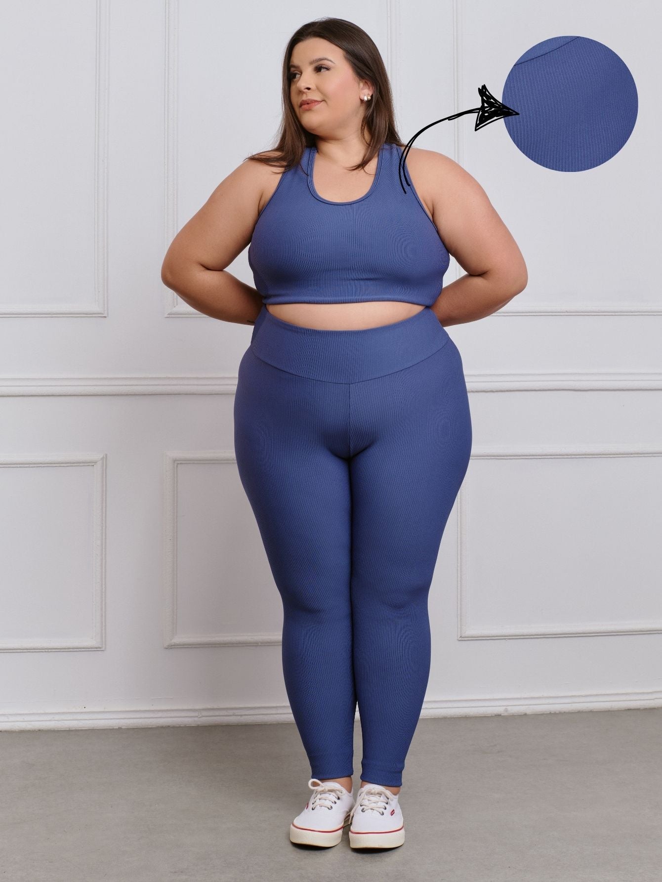 Conjunto Canelado Fitness Plus Size calça + top