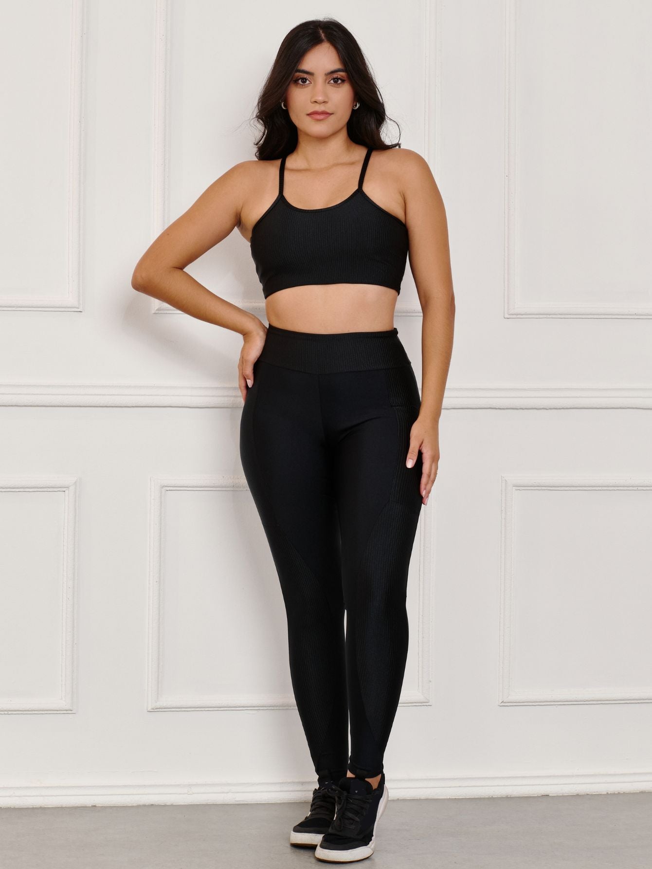 Conjunto fitness Liso/Canelado (calça+top)