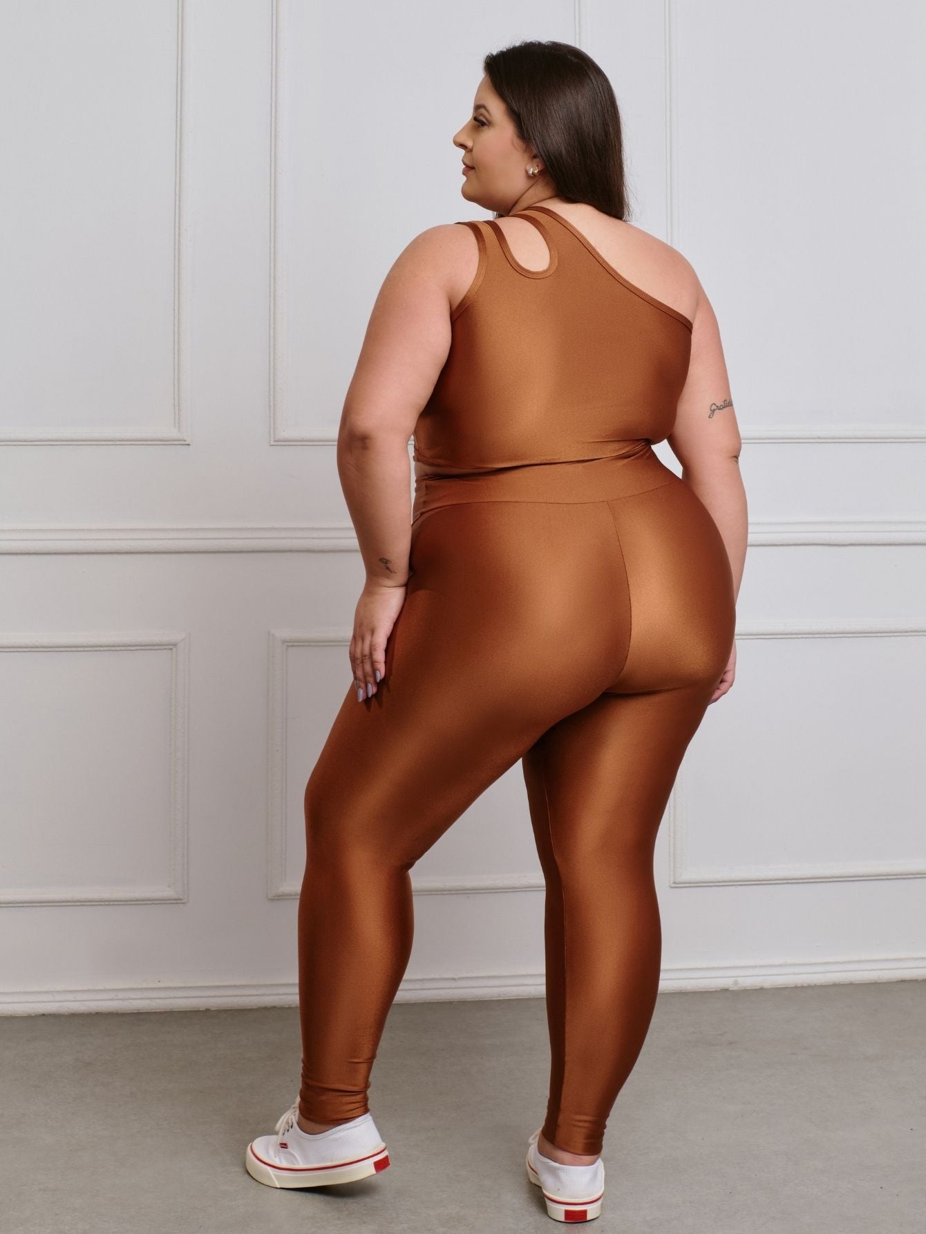 Conjunto Fitness Brilhoso Legging + Top S/bojo Plus Size