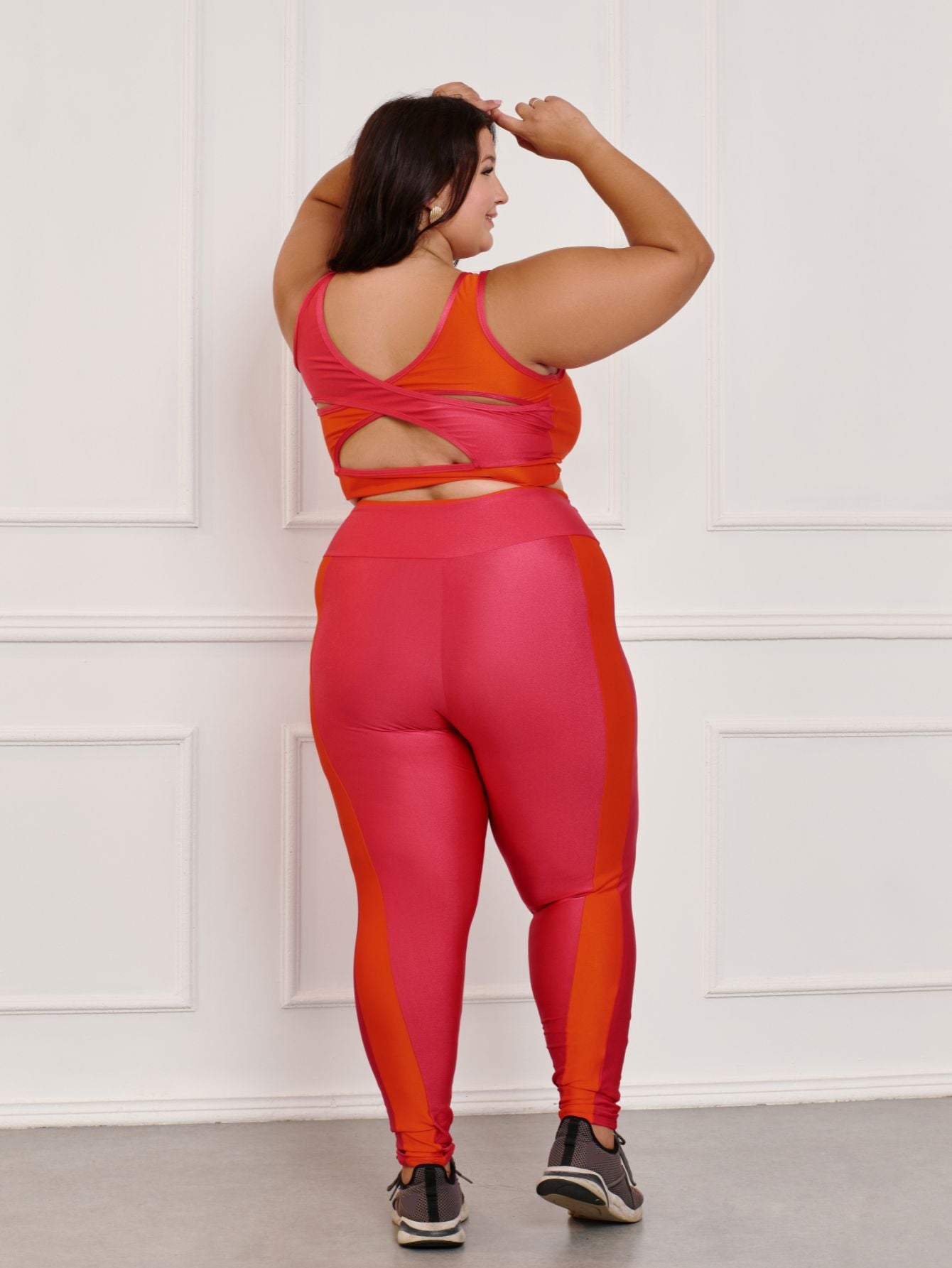 Conjunto Fitness Brilhoso Legging + Top S/bojo Plus Size