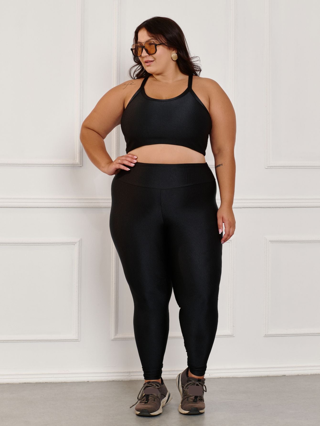 Conjunto Fitness Canelado Plus Size