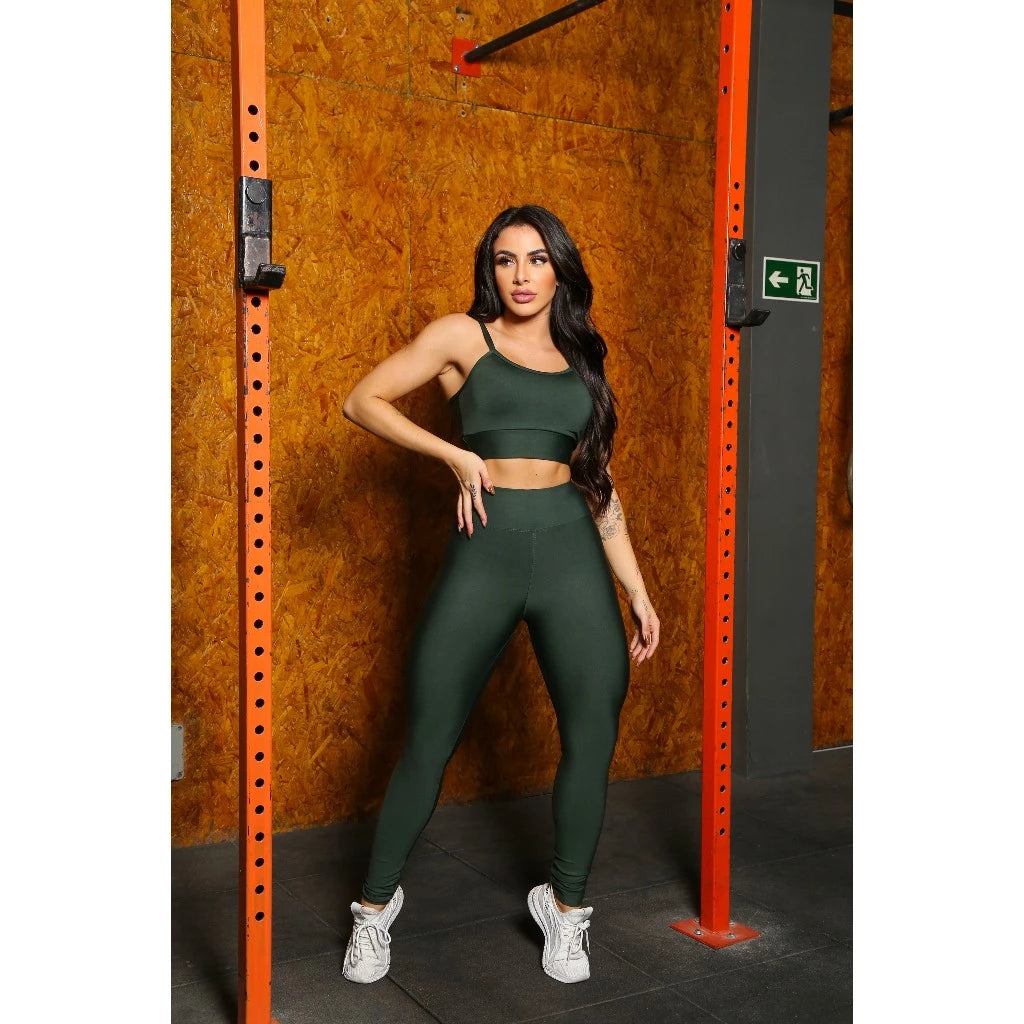 Conjunto Fitness Top e Calça -Tecido Premium