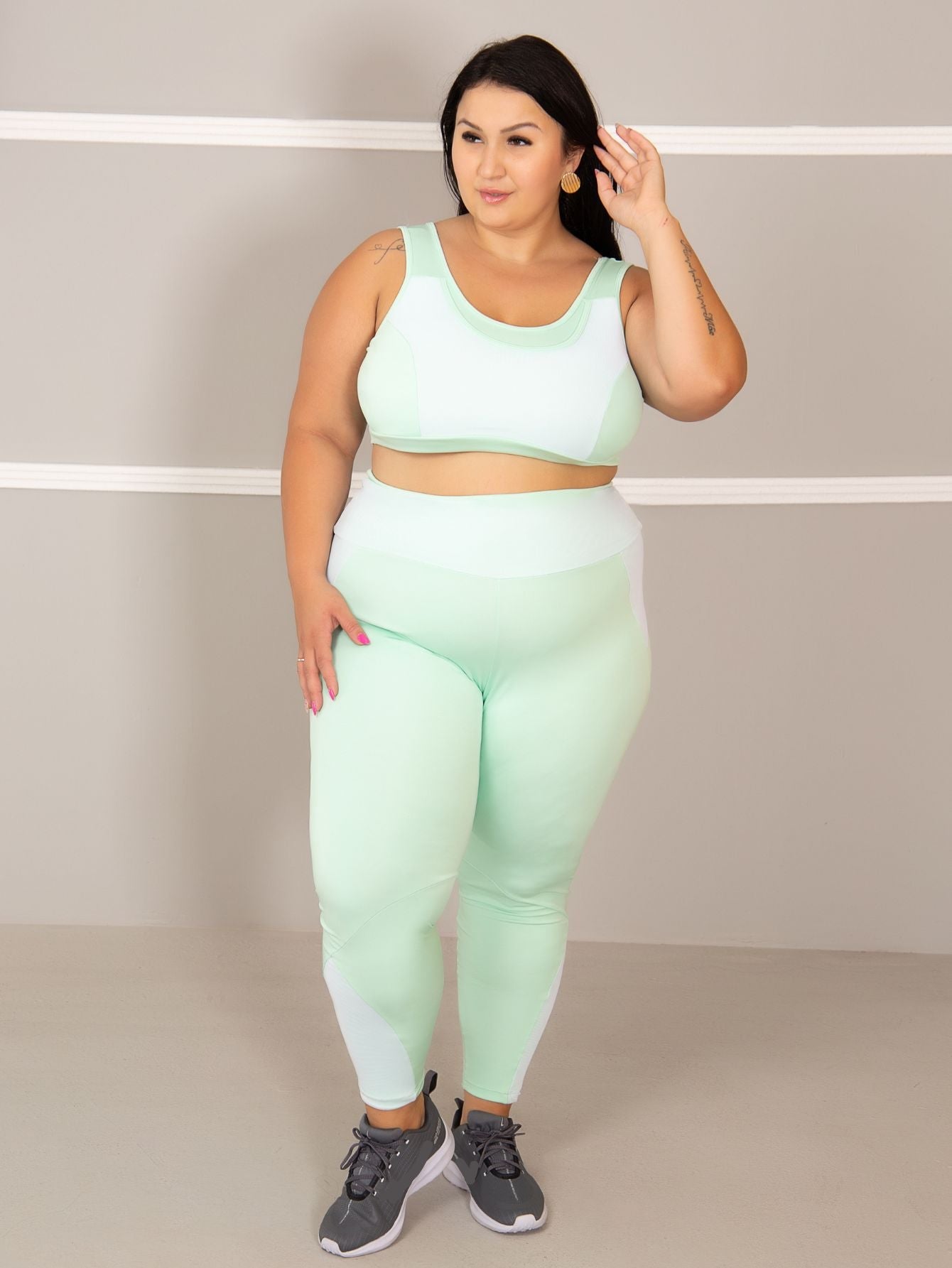Conjunto Fitness Legging + Top S/bojo Plus Size