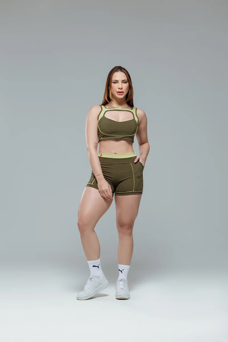 Conjunto Mia short poliamida zero transparência