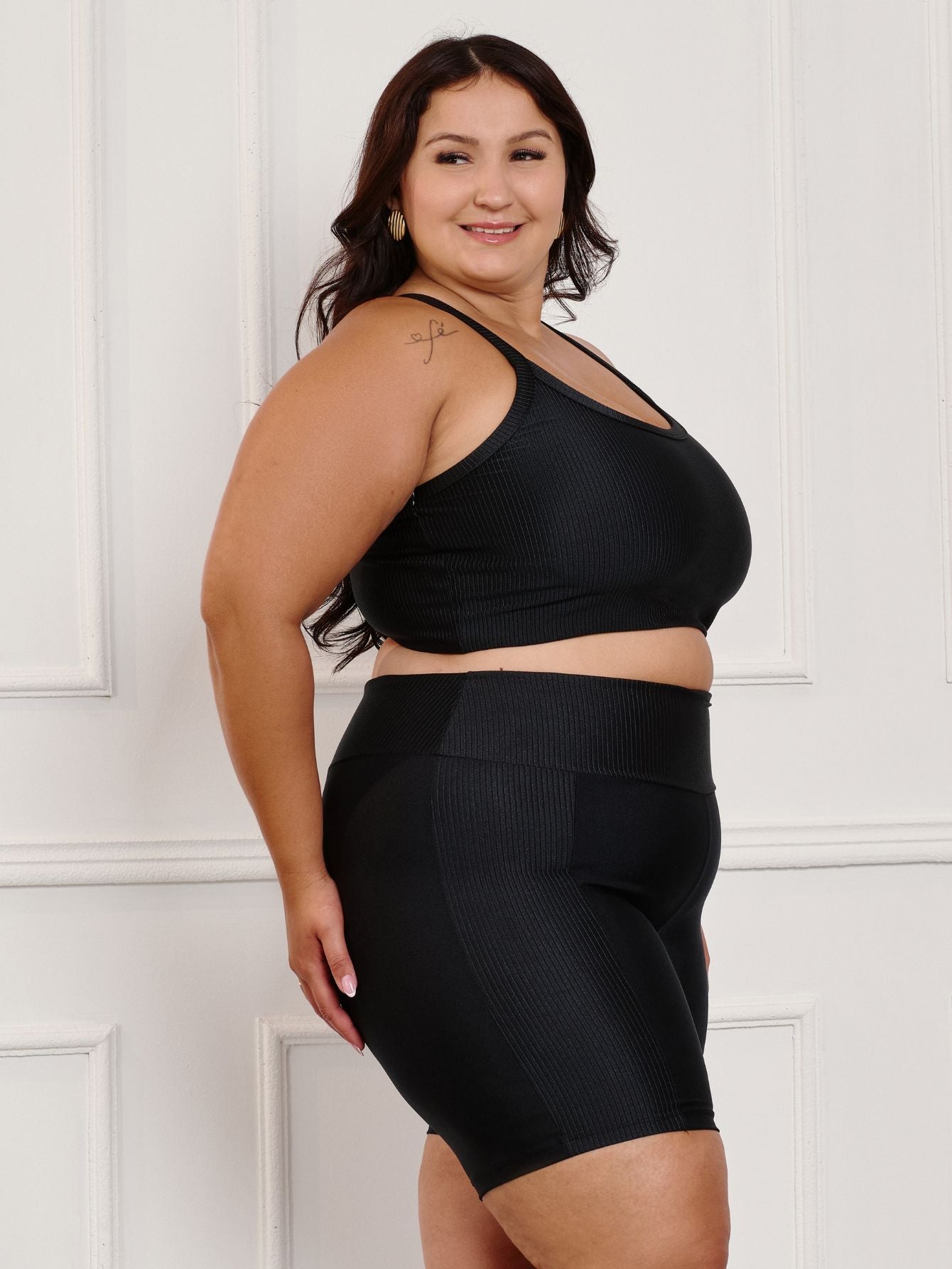 Conjunto Fitness Canelado C/Liso Plus Size